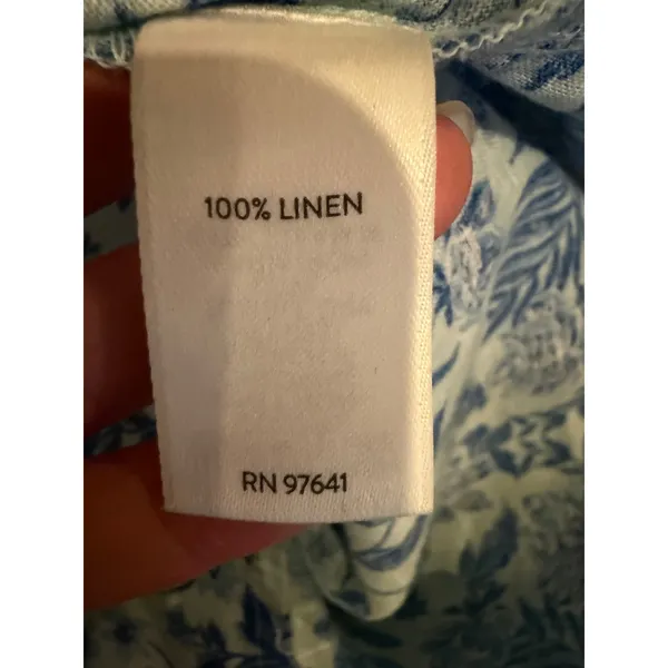 J Jill Love Linen‎ Maxi Dress Women XS Blue White Linen Floral Lagenlook Boho - Image 11