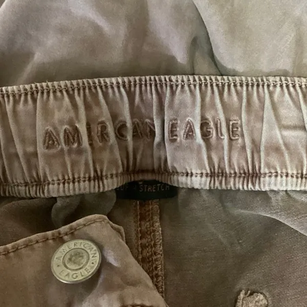 American Eagle Tan Beige Drawstring Cargo Skinny Zip Utility Jogger Pants Sz 6 - Image 4