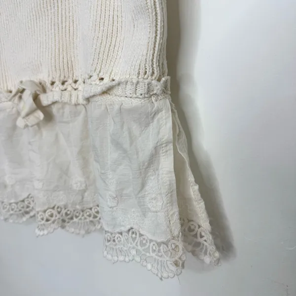 Zara Crochet Cropped Peplum Baby Doll Tank Top Cream White Size Medium - Image 3