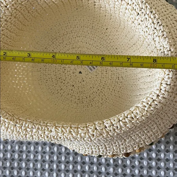 Chic Cream Beaded Crochet Paper Hat - Image 6