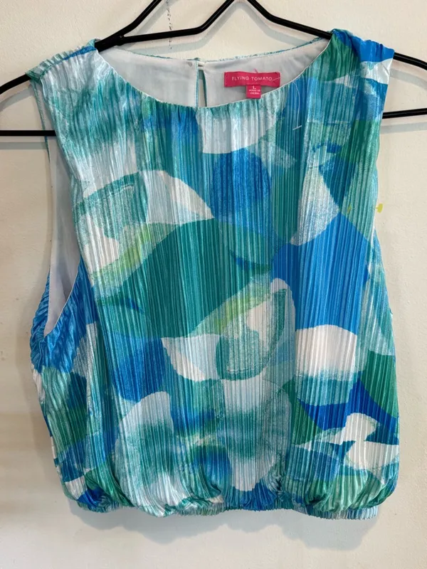 Flying Tomato Blue & Teal Pleated Dress Top - Image 6