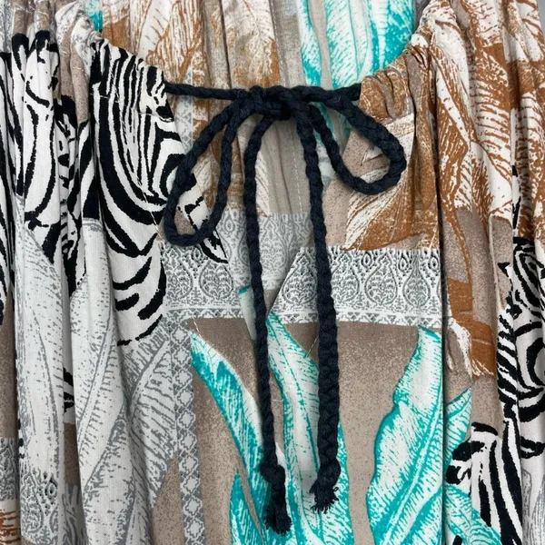 Two by Vince Camuto Tribal Beat Safari Zebra High Low‎ Faux Wrap Midi Dress - Image 6