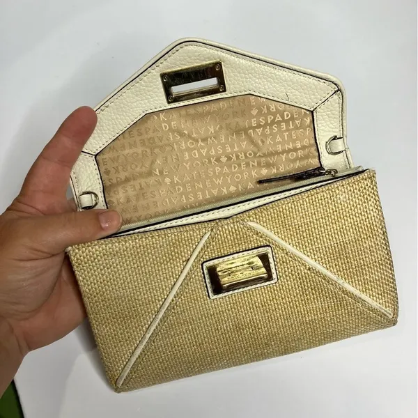Kate Spade Wesley place‎ woven & leather envelope clutch - Image 5