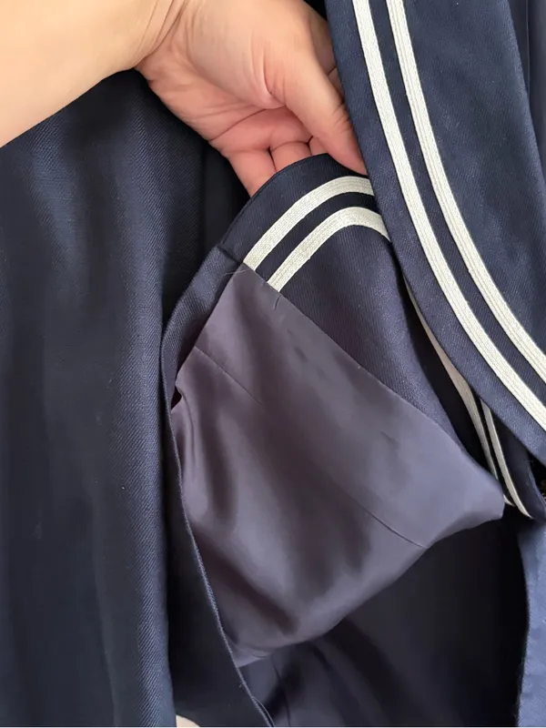 Lauren Ralph Lauren Linen Navy White Stripe Blazer Jacket Size 14 Petite - Image 6