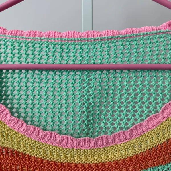 Multicolor sz S‎ Crochet Crop Top Sheer Striped Boho Festival Coastal - Image 6