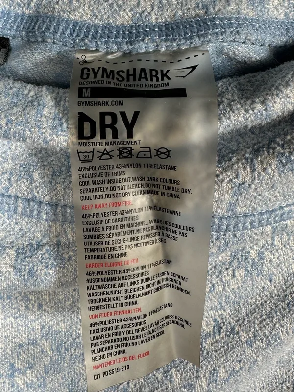 Gymshark Fleur Texture Leggings Blue Medium High Rise‎ Floral Texture Workout - Image 8
