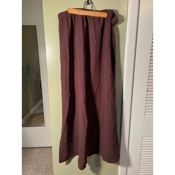 Bobi Women's Size XL Gauze Maxi Skirt Chocolate Brown Umber Braided Waist Cotton - Image 9