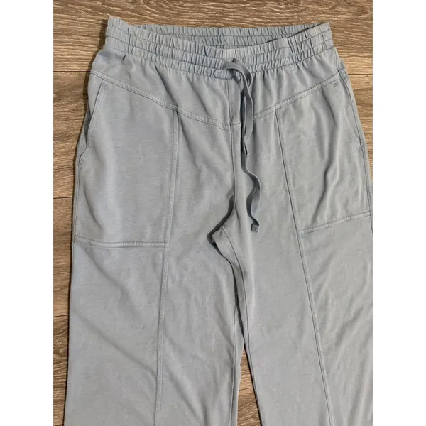 Rae Mode Women Cotton Blend Pants Siz L Light Blue Wide Leg Lounge Elastic Waist - Image 10