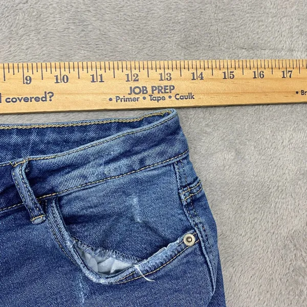Zara Shorts Womens 4 Blue Zip Fly‎ Denim Jean Cut Off Low Rise Booty Ripped - Image 3