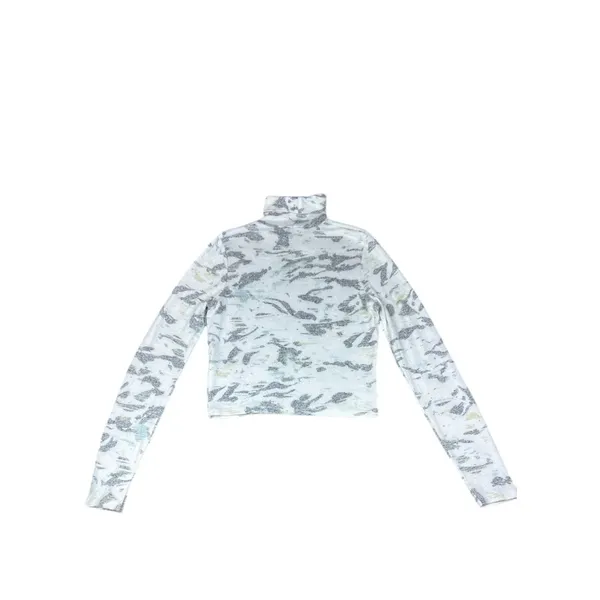 Anthropologie Camo Mock Neck Crop Top Long‎ Sleeve S Streetwear - Image 9