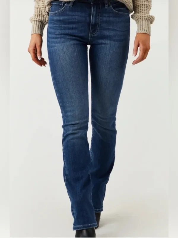 KanCan Women's Dark Blue Flare Jeans - Image 4