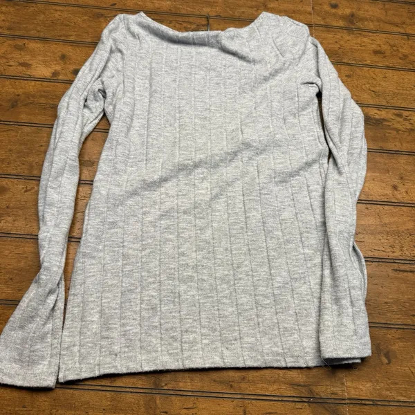 Anthropologie Ribbed Plush Knit Side Slit Thermal Tunic‎ Top Medium Gray Boho - Image 2
