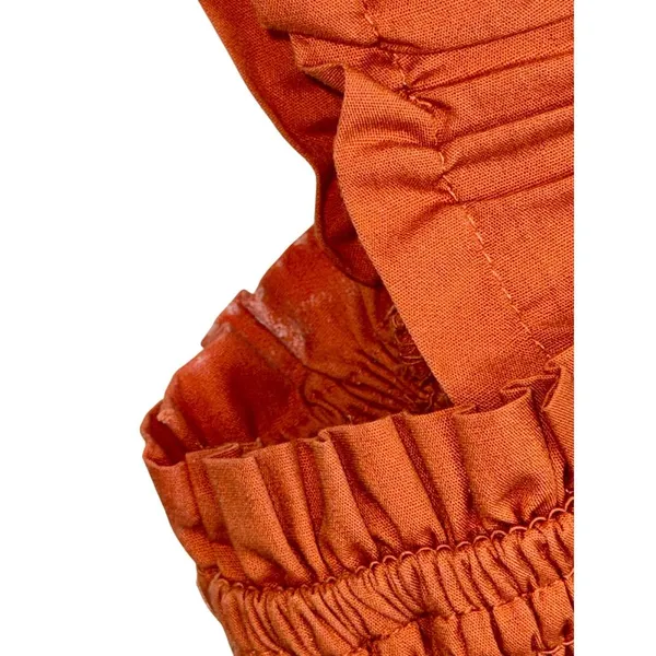 Abercrombie & Fitch Rust Orange Smocked Tiered Sleeveless Mini Dress Womens XS - Image 9