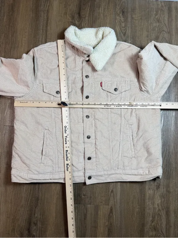 Levi's Cream Corduroy Trucker Jacket with Sherpa Collar - Image 5