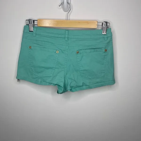 Andrée- Teal Shorts with Zippers on Side - Image 2