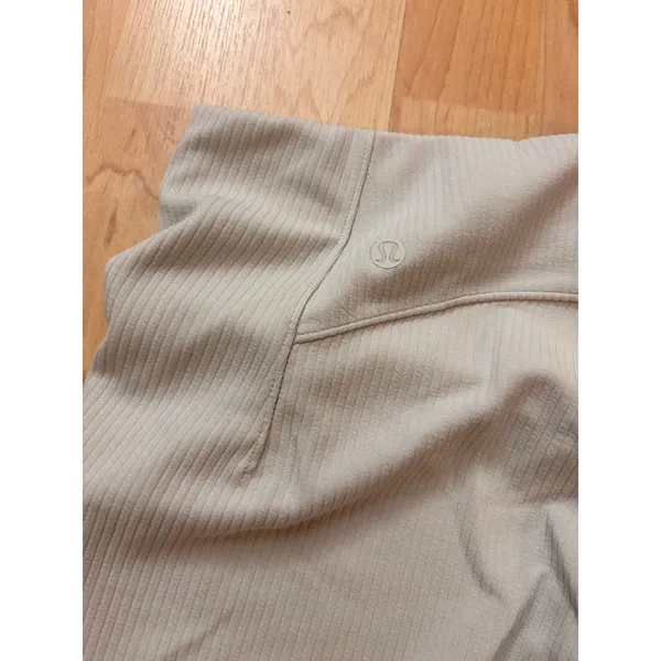 LULULEMON Ribbed Softstreme‎ Zip-Leg High-Rise Cropped Pants Size 10 In Bone - Image 7