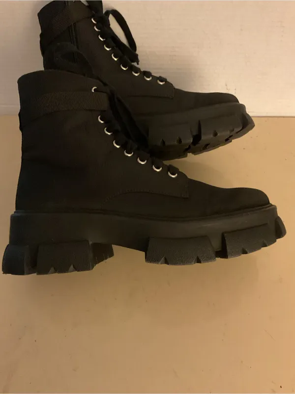 Steve Madden women black canvas nylon platform Combat Boots US 8 - Image 6