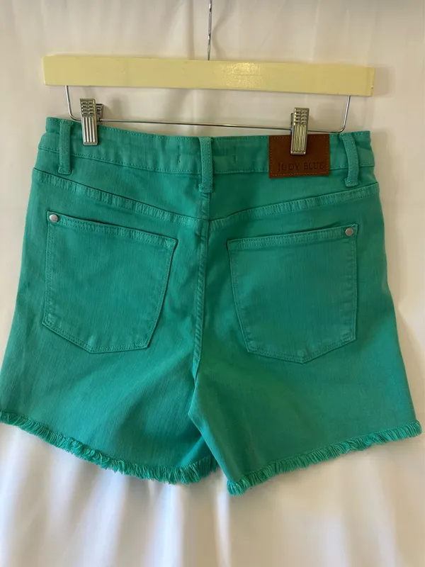 Judy Blue Shorts Womens Large Sienna Aquamarine Frayed Hem - Image 8