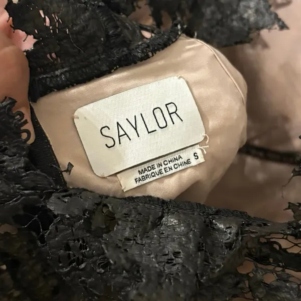 Saylor Black Lace Ruffle Mollie Mini Dress Size Small - Image 3