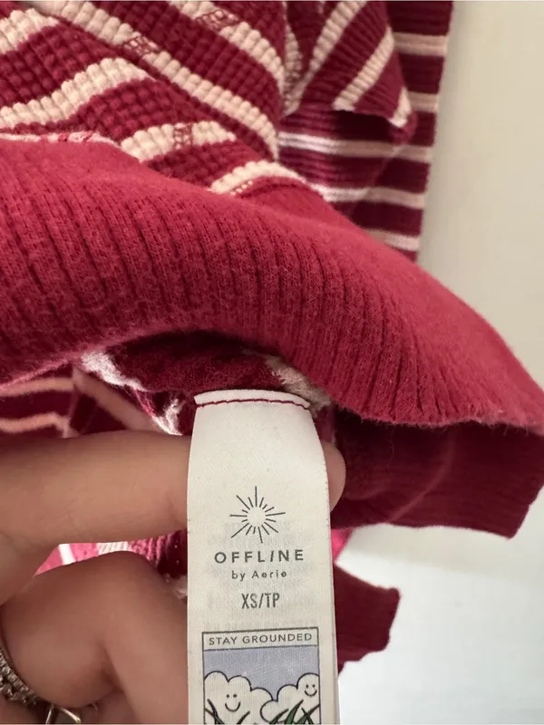 Aerie Offline Oversized‎ Waffle Knit Stripe Pullover - Image 5