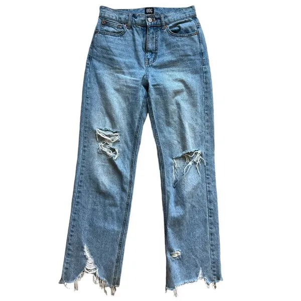 Womens Urban Outfitters BDG Distressed Raw Hem Light Rinse Cowboy Jeans - Sz 26 - Image 2