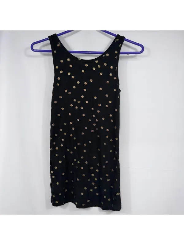 A New Day Women’s Black Metallic Gold Polka Dot Tank Top Size Small - Image 6