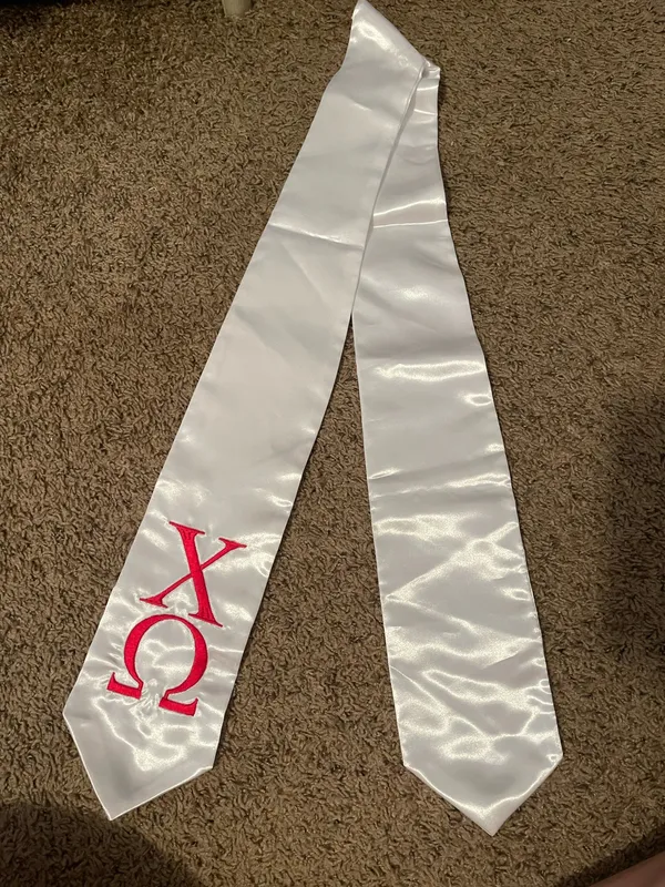 Chi Omega Graduation Stole White Size undefined - Image 2