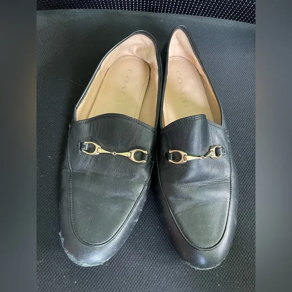 Coach Haley Leather Horsebit Loafer Black Gold Tone SZ 7.5 - Image 9