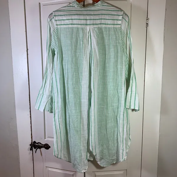 April Cornell Striped Button Down Tunic‎ Top Boho Gauze Womens S Semi Sheer READ - Image 2