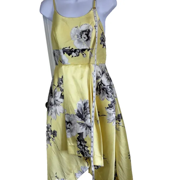 Speechless Yellow Floral High Low Dress Size 5 Spaghetti Strap Prom Formal Satin - Image 14