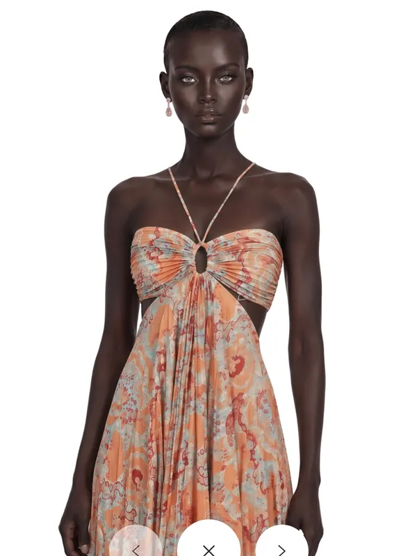 orange and paisley pleated maxi dress - Image 8