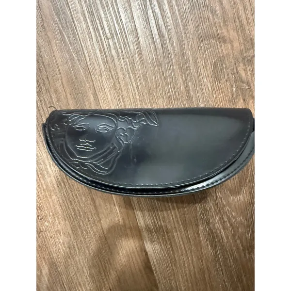 Versace Black‎ Medusa Embossed Sunglasses Case Semi Circle Hook and Loop Closure - Image 2