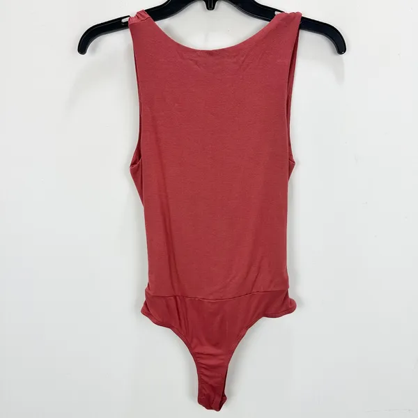 Lulus Staying Basic Marsala Faux Wrap Sleeveless Bodysuit Stretch Jersey M NWT - Image 8