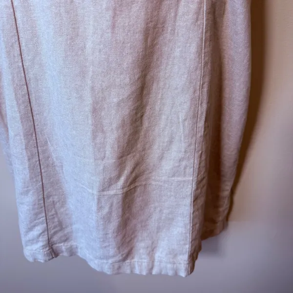 Old Navy Linen L Tall Blend Smocked Back Square Neck Mini Dress Tan‎ Beach Vacay - Image 3