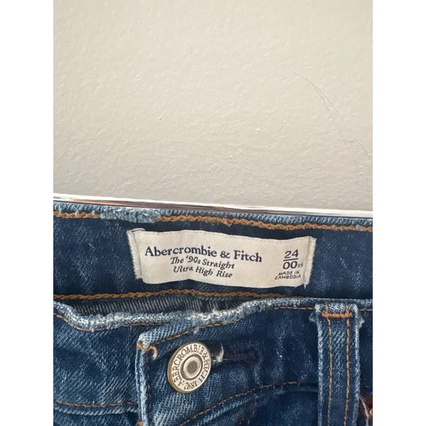 Abercrombie &‎ Fitch The 90s Straight Ultra High Rise Jeans Medium Wash 24 00XS - Image 2