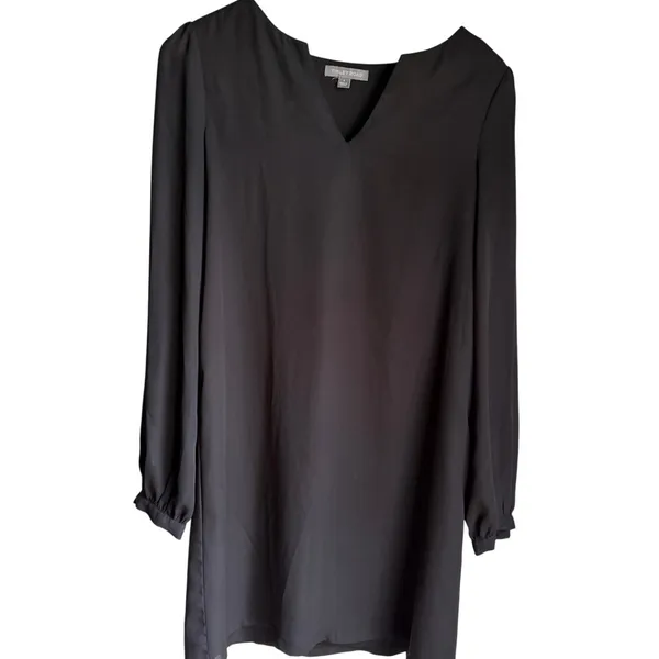 Tinley Road Black Shift Dress Small Sheer Sleeves Minimalist LBD - Image 2