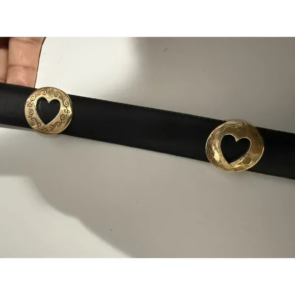 Brighton Black Leather Belt With Silver‎ Cowgirl Cowboy Heart Concho Size M 35" - Image 4