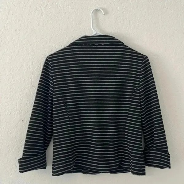 Sandro Studio blazer jacket black striped stretchy buttons petite medium‎ chic - Image 2