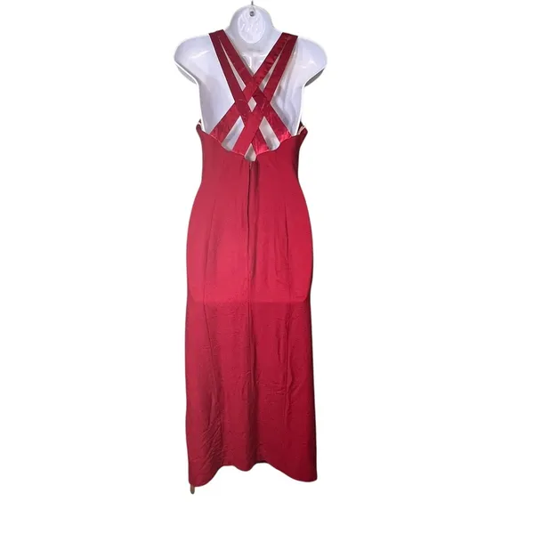 CDC Caren Desiree Vintage Dress Womens 8 Red Crisscross Back Cocktail Made USA - Image 5