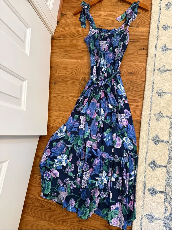 J.Crew Beachwear Smocked tie-shoulder dress in retro floral Size Small - Image 7