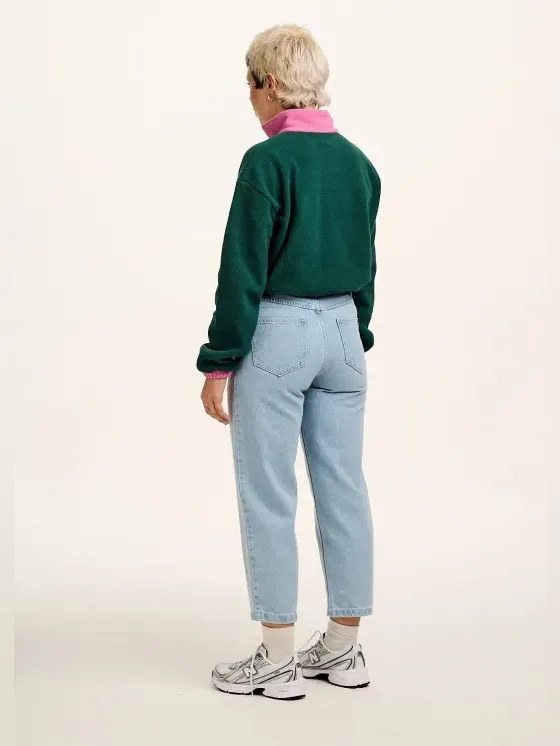 Lucy & Yak Blair Fleece Pullover Green Pink S Gorpcore Retro 90s Quarter Zip - Image 4