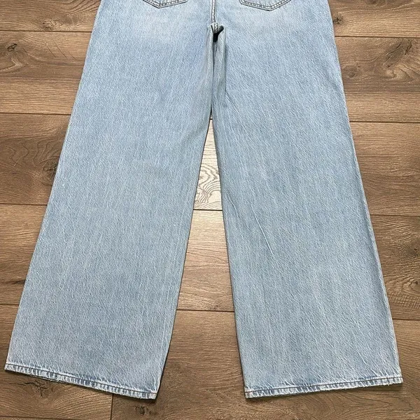 Abercrombie & Fitch Wide Leg High Rise Curve Love Blue Jeans Size 24 - Image 8
