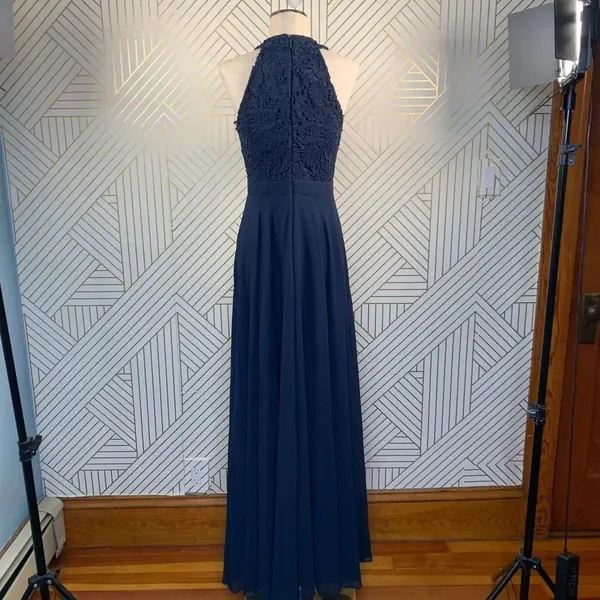 Lulu's Love Poem Lace‎ Halter Gown in Navy Blue - Image 8