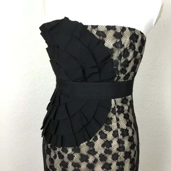 Phoebe Couture Women’s Strapless Dress Sz 0 Cocktail Black Laced. - Image 5