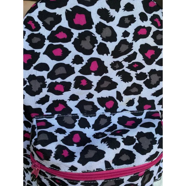 Yak Pak Heart Pink Grey Black Leopard Print Backpack 16"x12" Exterior Pocket - Image 8
