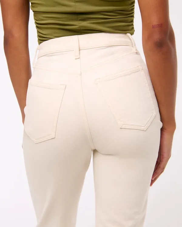 Abercrombie Cream Ankle Straight Ultra High-Rise Jeans - Image 6