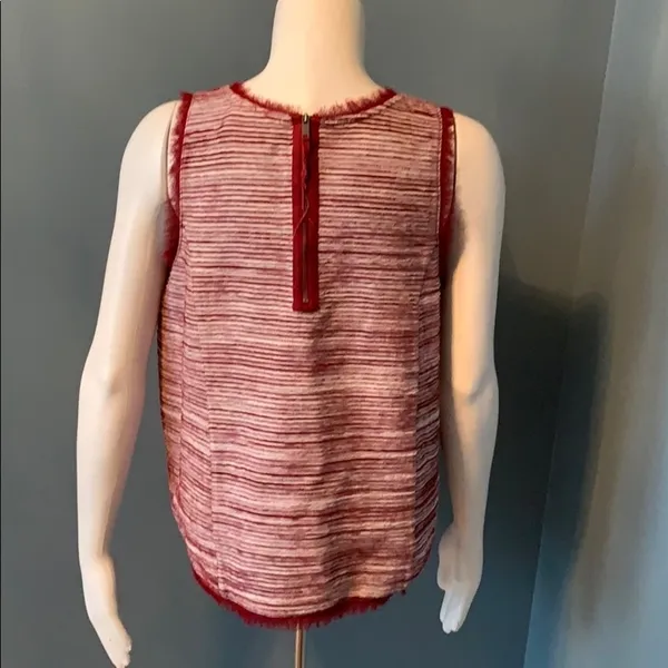 ANTHROPOLOGIE Vanessa Virginia Indira Red Striped Sleeveless Shirt Top - Image 5
