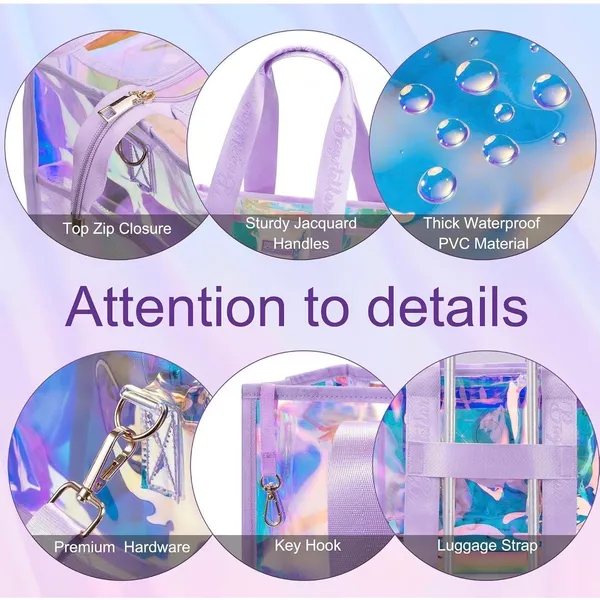 NWT Bagstellar Iridescent Clear Beach Tote Bag 4-Piece Waterproof Phone Kit - Image 6