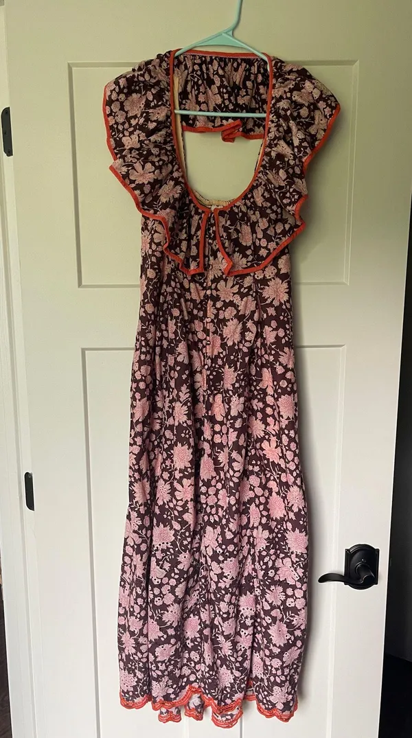 Maeve Scoop Anthropologie Neck Ruffled Embroidered Midi Dress - Image 2