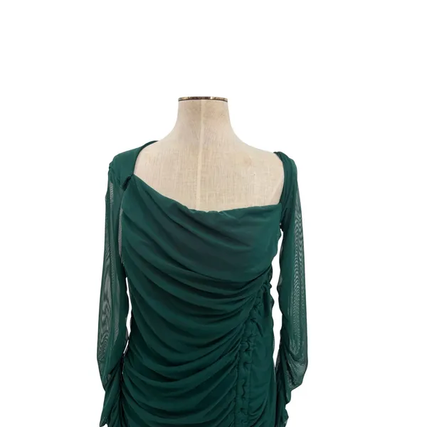Club L London Sweet‎ Dreams Green Ruched Mesh Maternity Maxi Dress US 10 - Image 4